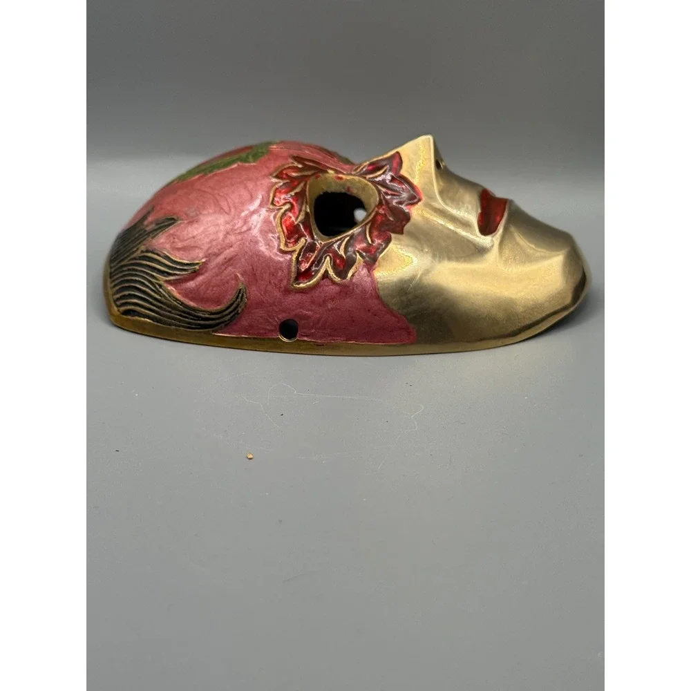 Vintage‎ Solid Brass Hand Painted Mask.